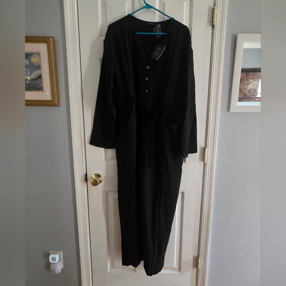 Large Chic Black Button-Up Romper Nwt